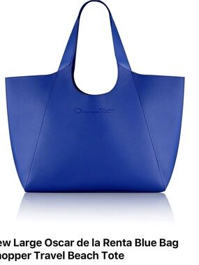 Oscar de la Renta Cobalt Blue Pebbled Leather Tote
